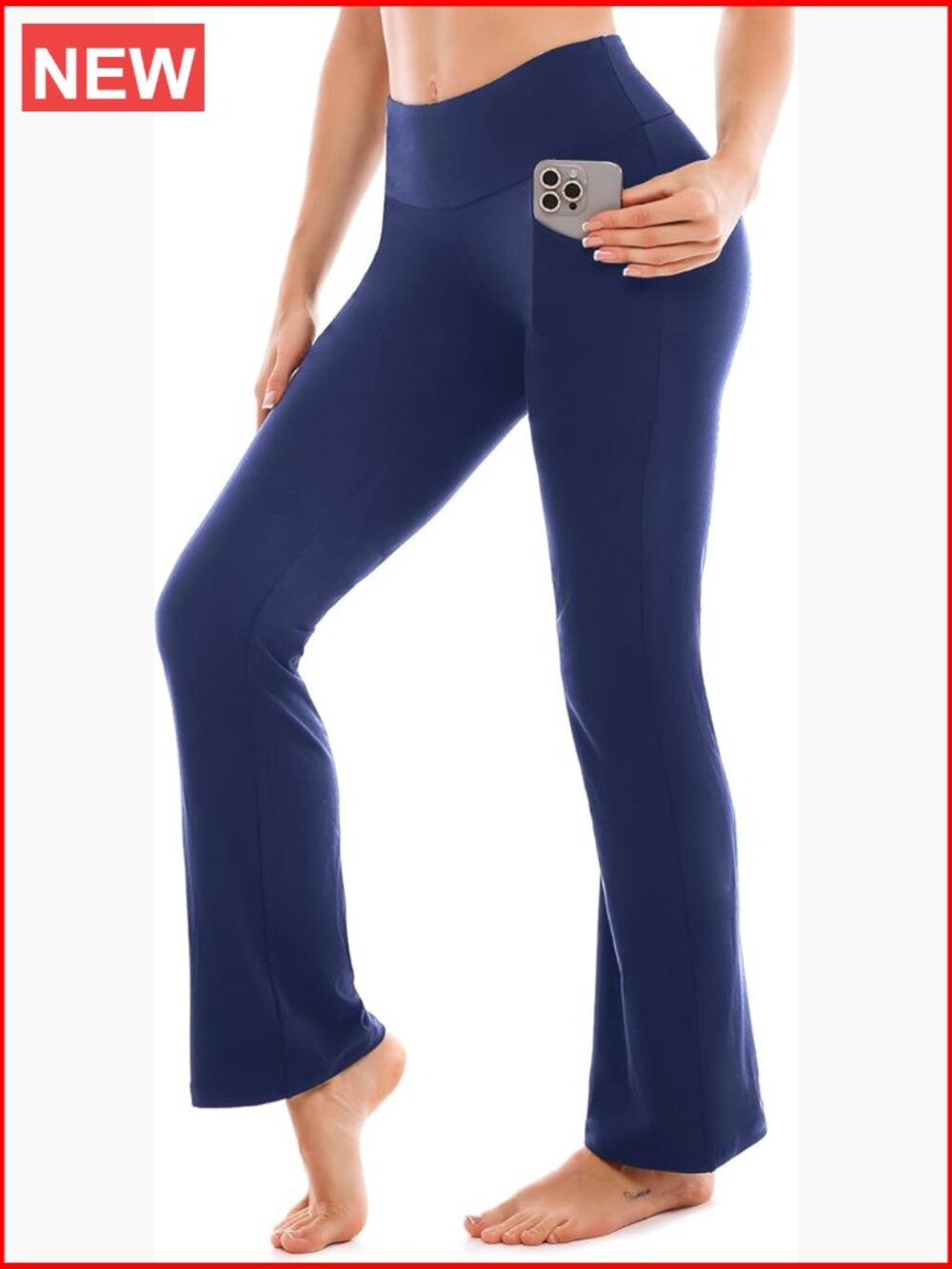 High Waisted Tummy Control Flare Leggings with Pockets